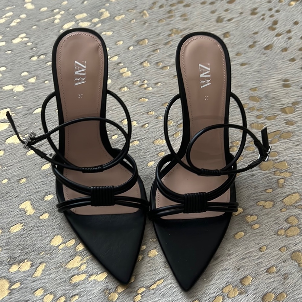 Zara black high heel sandals